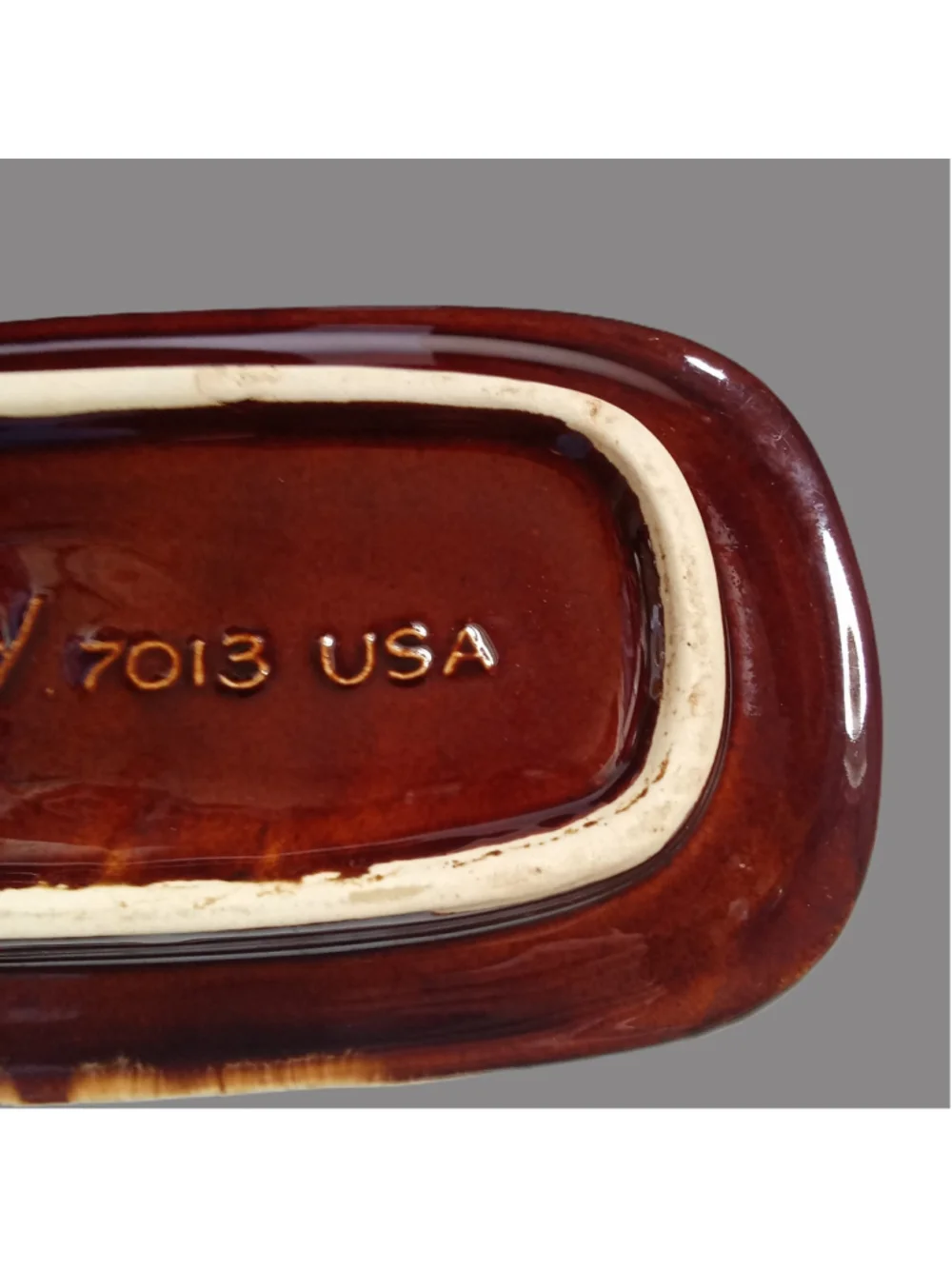 Vintage McCoy Butter Dish Brown Drip Glaze